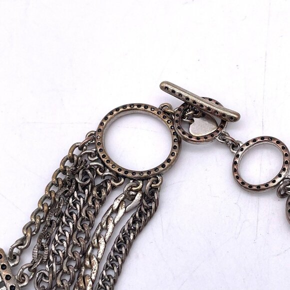 Vintage Stella & Dot Necklace Eight Different Chains Flower Crafted in Crystals - Picture 5 of 6